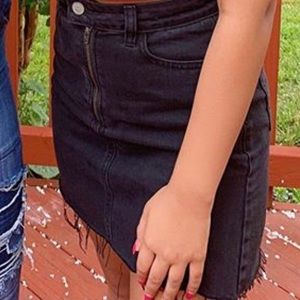 Black denim skirt